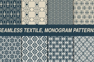 design seamless floral, textile, monogram patterns for ready to print