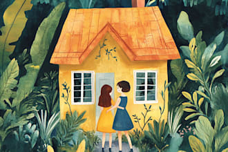 illustrate house and friendship portrait