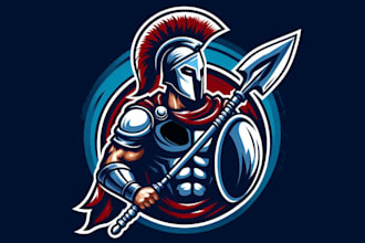 design eye catchy spartan warrior mascot logo for you with express delivery