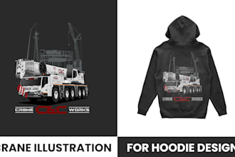 draw a crane illustration for the hoodie design