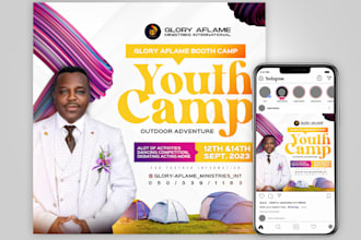 create a vibrant and faith based church youth camp flyers