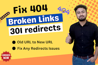 fix 404 error, htaccess redirection, broken links or URL using 301 redirects