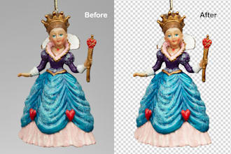 do photo editing, background removal, cut out, white or transparent