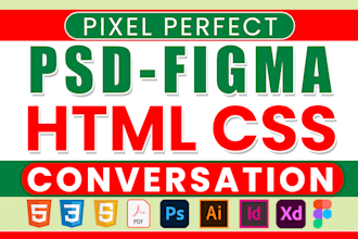 professional PSD, xd, figma to HTML conversion for responsive websites