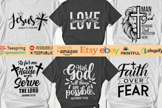 do unique christian t shirt design typography t shirt  in 12 hours