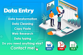 do data entry, spreadsheets and work in microsoft excel