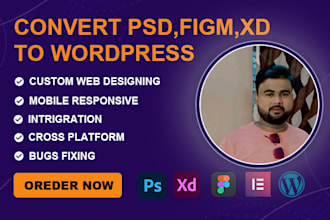 convert figma to wordpress, PSD to wordpress, figma to elementor