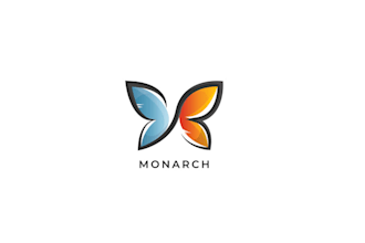 stately monarch queen butterfly crown logo