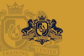 give professional logo about family crest, heraldic, coat of arms, crown