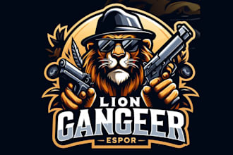 design awesome lion gangster mascot logo for you only 12 hours