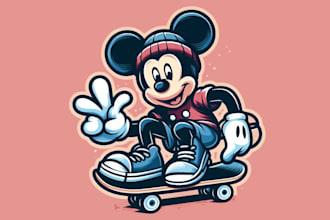 design high quality mickey skate mascot logo for you with express delivery