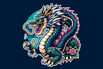make a high quality japanese dragon mascot logo design for your company