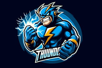 design high quality angry thunder mascot logo for you with new concept