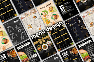 design attractive social media post, thumbnails and menu in photoshop and canva