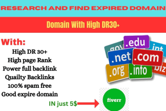 research expired domain names with niche based high da and dr30