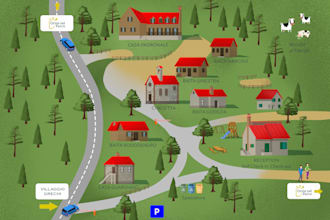 draw a unique professional illustrated map