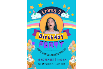 create  editable birthday invitation using canva