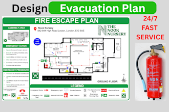 emergency evacuation plan,emergency exit,fire safety plan and escape plan