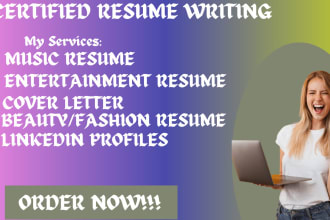 craft resume for music, entertainment, beauty, fashion, cover letter, linkedin