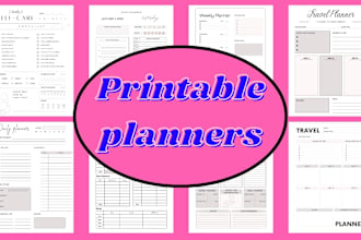 create custom printable planners, journals, for etsy and kdp