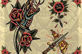 make you a traditional old school style tattoo design