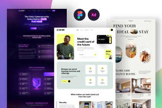 do figma website design or web UI UX mockup in adobe xd, landing page