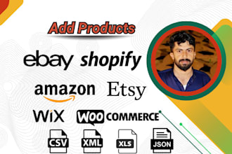 list bulk import and export upload products on shopify, ebay, woocommerce, etsy
