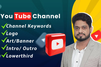 set up youtube channel with a banner, intro, outro, and logo