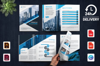 design modern corporate company profile brochure, bifold, trifold, and multipage