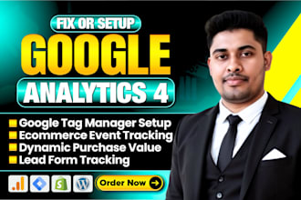 setup google analytics 4, ads conversion tracking, ga4 ecommerce tracking by GTM