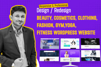 design beauty, cosmetics, clothing, fashion, gym,yoga, fitness wordpress website
