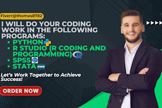do statistical data analysis, r coding spss, stata, sas, python programming