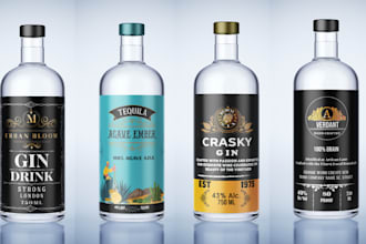 do label for tequila, wine, vodka, gin, mockup, whiskey, mead, liquor, bottle