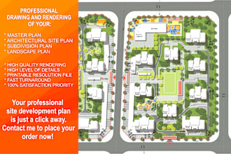 render architectural site plan, masterplan,  landscape plan