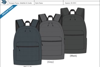 do technical file for backpack, hiking bags mockup designs