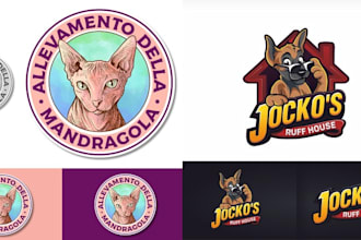design pet, dog, cat, animal and veterinary clinic logo