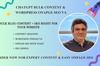 write bulk blog via chat gpt and wordpress onpage SEO