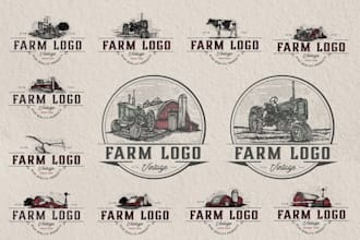 create a vintage custom retro classic farm hand drawn logo