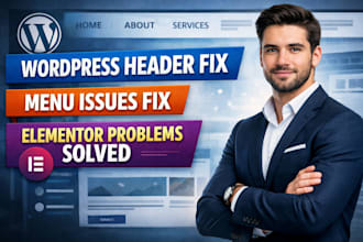 fix wordpress elementor header and menu issues