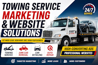 setup towing service marketing junk car detailing auto repair ads towing website