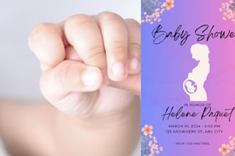 design an invitation card for your wedding, birthday,baby shower