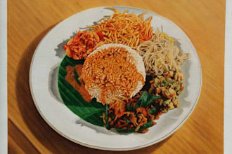 paint realistic food ilustration in oil painting style