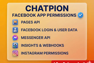 get facebook, instagram app approval for chatpion