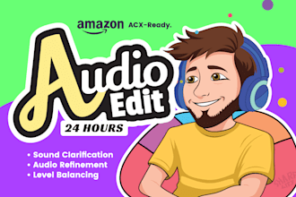 fix and edit audio, clean up audiobook to acx standards in mp3, wav files