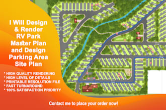design and render rv park master plan or parking site plans