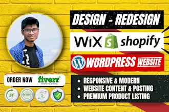 design wordpress website developer, wix web design, shopify dropshipping store