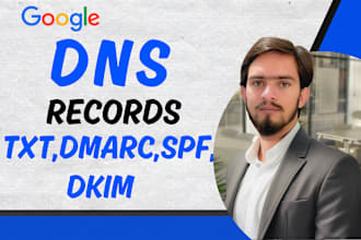 setup or fix spf, dkim, dmarc, cname, mx and dns record