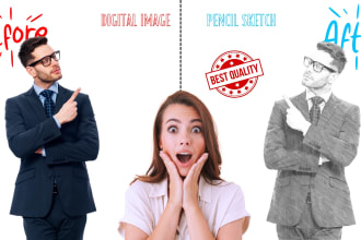 create digital pencil sketch portrait and illustrations