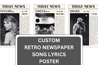 do custom song lyrics art retro poster vintage design