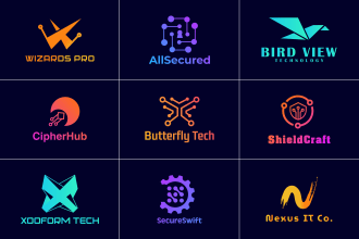 design tech startup brand cyber security saas technology app crypto website logo